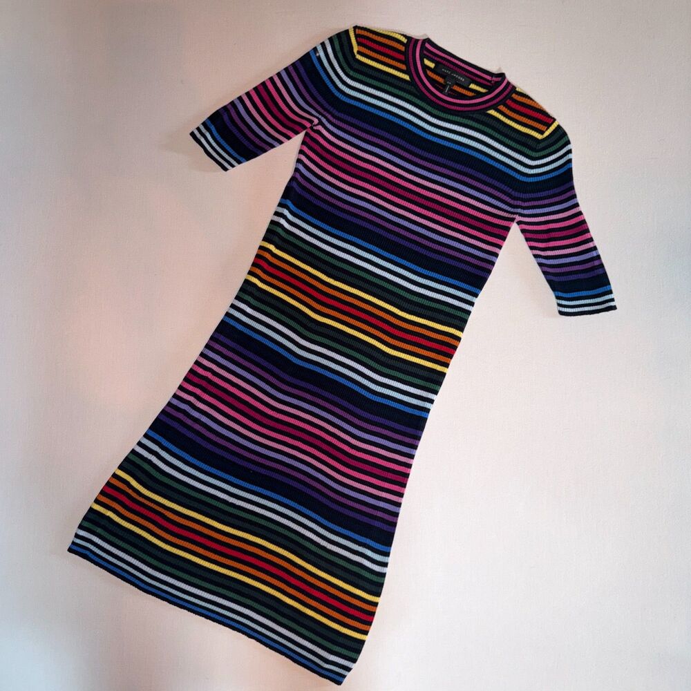 Marc Jacobs ribbed rainbow fitted dress Retro Size small